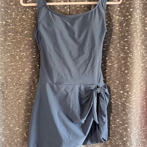 Elegant Blue Bathing Suit with Skirt